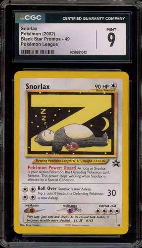 Pokemon Snorlax Pokemon League Black Star Promo #49 CGC 9 Mint