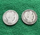 1915 Barber Half Dollar Lot of 2 - 1915-D & 1915-S - Some detail remains!