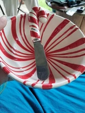 Hallmark Peppermint Dip Bowl with Serving Spreader