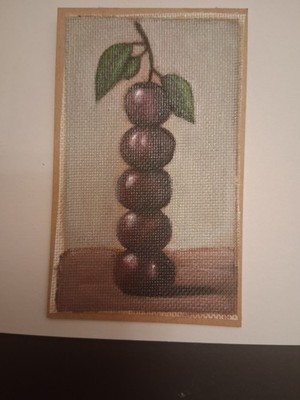 ACEO painting fig fruit stack titled Fig-tastic by Stacy Singleton 