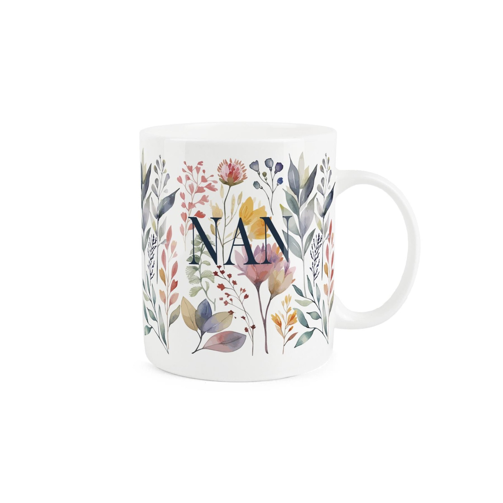 Bone China Watercolour Floral Nan Mug - Pastel Flowers Cup Gift