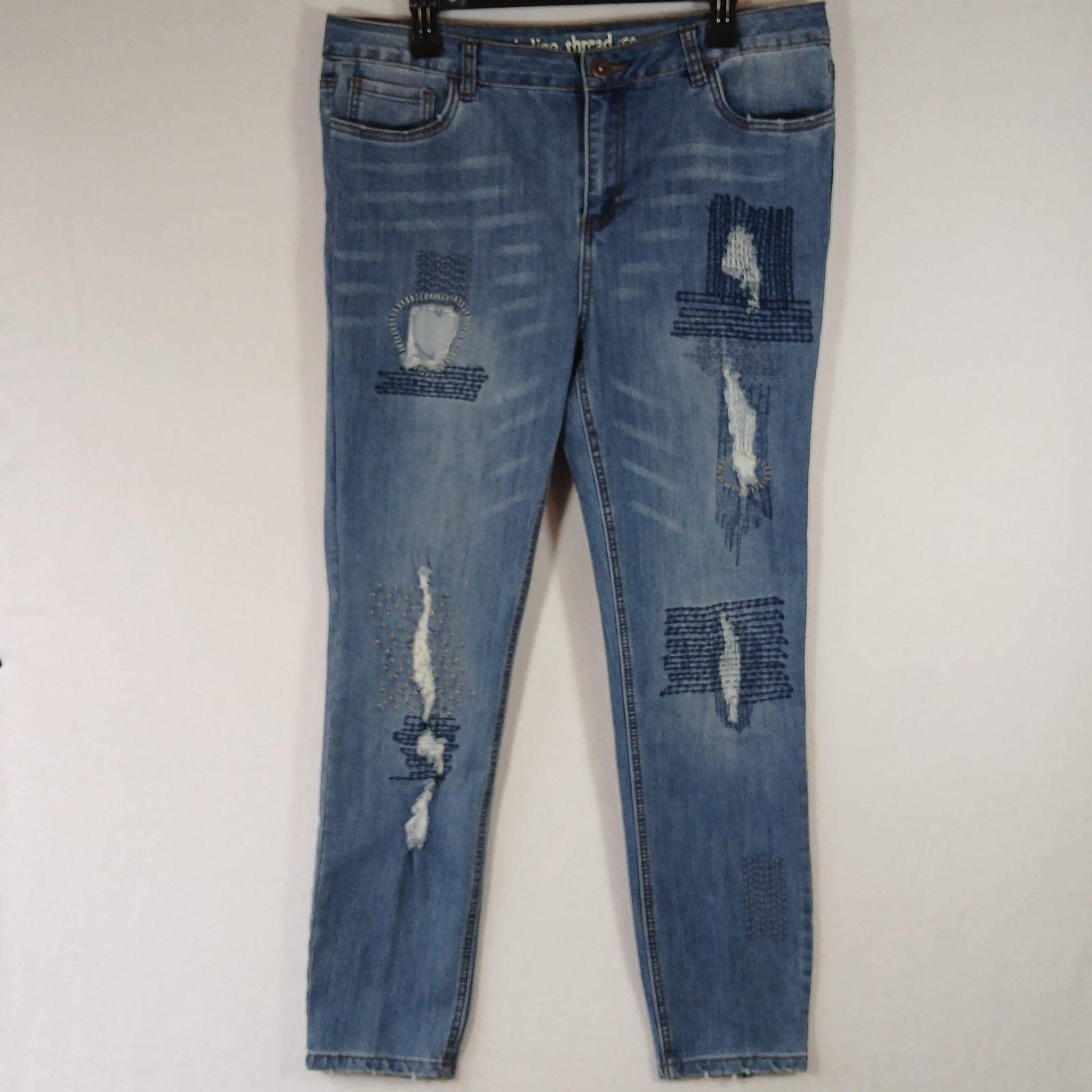 Indigo Thread Co Jeans Stretch Patchwork Ankle Wo… - image 1