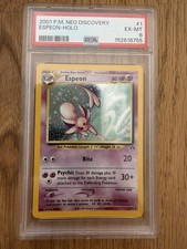 Pokémon Espeon Neo Discovery TCG 1/75 Holo Unlimited Rare Card PSA 6