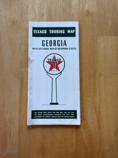 Vintage 1940 Texaco Georgia Touring Road Map Fold-Out Gas Oil White USA