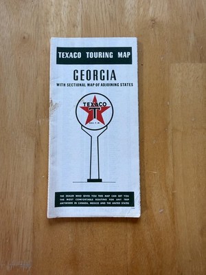 Vintage 1940 Texaco Georgia Touring Road Map Fold-Out Gas Oil White USA