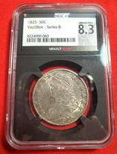 1825 Capped Bust Half Dollar NGC AU53 NGCX Vaultbox 8.3 *863*
