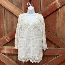 Tory Burch Crochet Lace Cover Up Tunic Womens Small White Cotton Beach Wear
