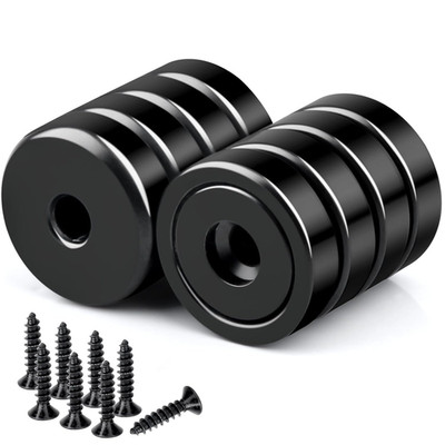 8 Pack Strong Neodymium Cup Magnets 22LBS, Black round Base Cup Magnets with Cou