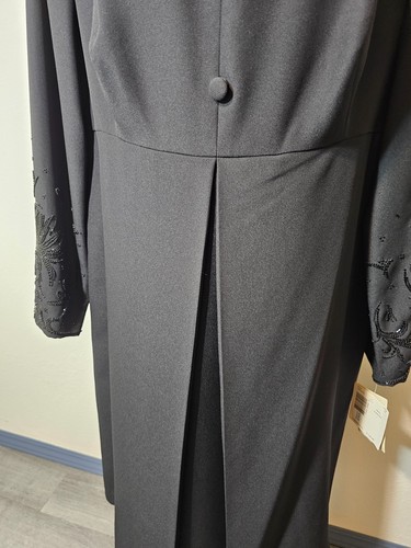Vestido de ocasión Elizabeth By Liz Claiborne para mujer forrado negro manga larga talla 16 - Imagen 4 de 6