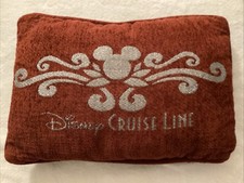 Disney Cruise Line Burgundy Red Chenille & Silver Throw Pillow 18" X 12" Mickey