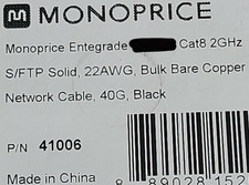 Monoprice 22/4P Entegrade Cat8 2000MHz S/FTP Shielded Network Cable Black /75ft