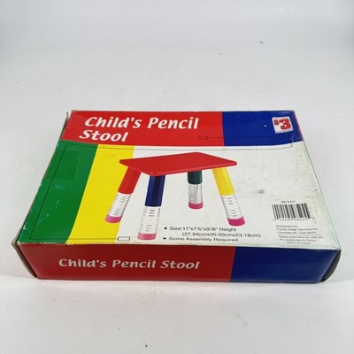 Vintage Child s Pencil Stool Colorful Wood Kids Furniture NOS Original Box