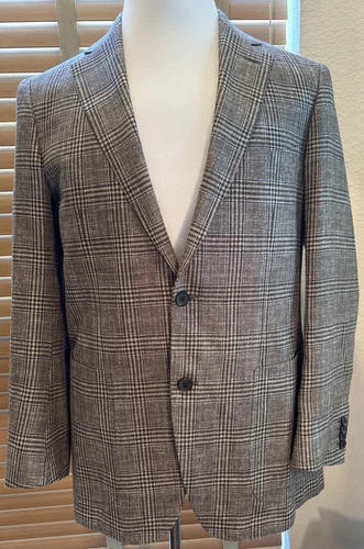 SUITSUPPLY Havana Brown Plaid Wool Silk Linen Sport Coat Blazer Size 42R  P18995