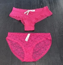 Victoria s Secret PINK Lace Panties XL Cheeky Full Coverage Hearts Floral