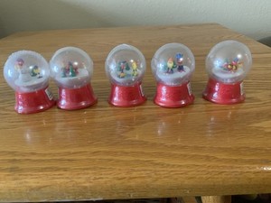 COMPLETE SEALED SET OF 5 MINI BABYBEL’S CHEESE CHRISTMAS SNOW GLOBES
