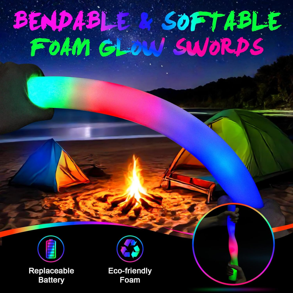 WELLENT64 Foam Glow Sticks, LED Foam Sticks, Foam Light Up Sticks with 3 Mode eBay