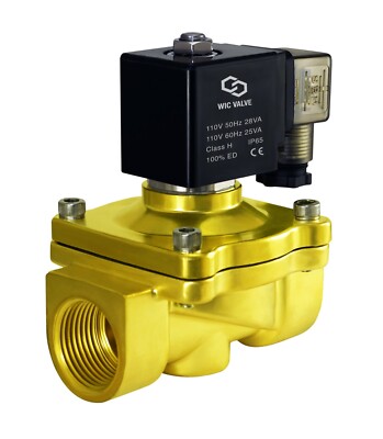 1'' Brass Zero Differential Air Water Electric Process Solenoid Valve 110V AC NC