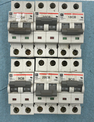 Lot of 6 Cutler-Hammer D10 WMS2D10 Circuit Breakers