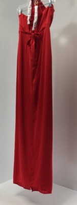 BCBG MAXAZRIA Womens Sleeveless Halter W/Gold Chain Dress