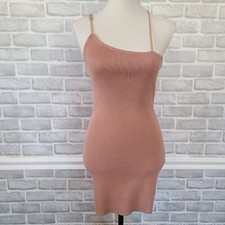 Beige Botany Knit Bodycon Dress Dusty Rose Resort Beach Club Festival NEW Large