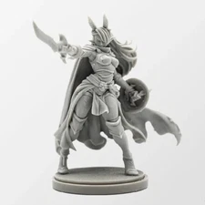 38mm Resin Female Warrior Miniature - Fantasy Heroine with Sword & Shield