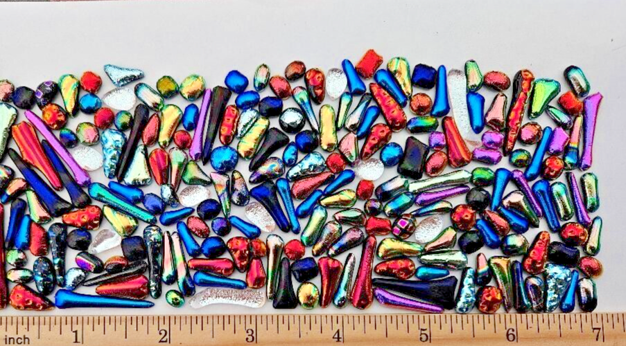 200 Tiny Handcrafted Dichroic Glass Cabochons/Lot/Jewelry Making