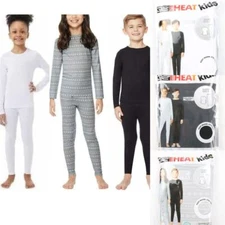 32 Degrees HEAT Kids Long sleeve crew neck Legging set Base Set White Black Gray