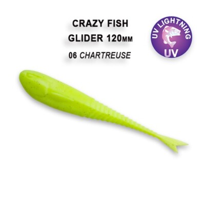  Crazy Fish Glider 12cm, 6Stk, Gummifisch Dropshot, Top für Hecht Zander Barsch 