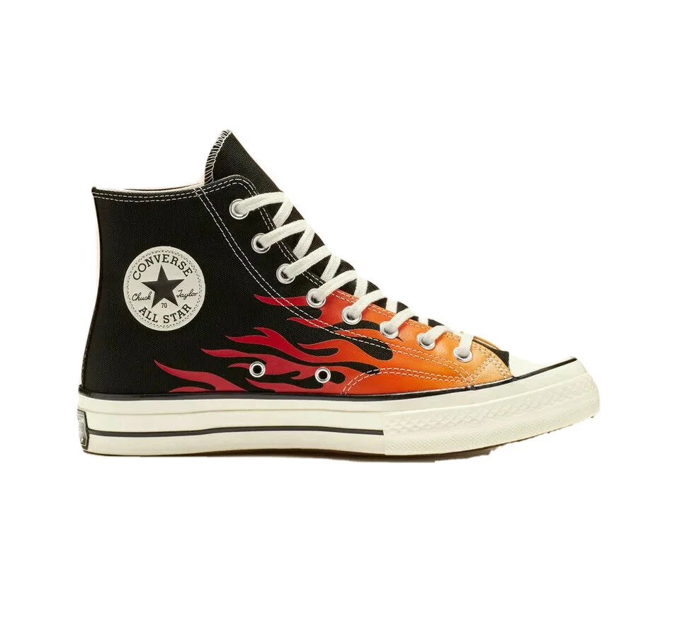 Mens Converse Chuck Taylor 70 OX Flame Hi Top Shoes Black Red