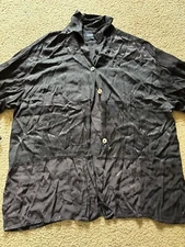 Citron Santa Monica Floral Black Long Sleeve Blouse Top Size XL