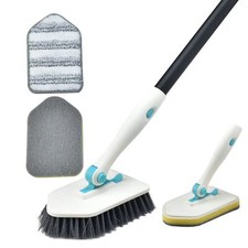 Shower Cleaning Brush with Long Handle, 3 in 1 Tub and Tile Scrubber Brush wi...