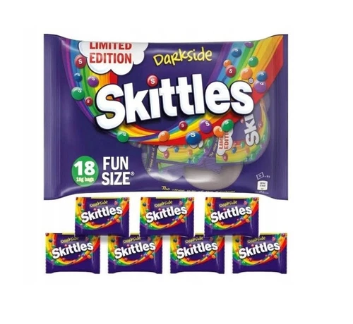 SKITTLES DARKSIDE 18x18G = 324G - FUN SIZE - FRUIT CHEWY CANDY CANDIES MIX