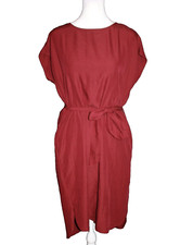 GAP Cap Sleeve Tie Belted Waist Burgundy Dress Women's Size X-Small XS