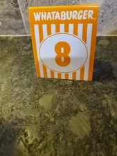 WHATABURGER TABLE TENT No. 8 Place CARD TEXAS HAMBURGER RESTAURANT #8