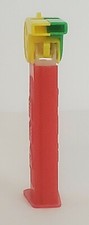 Vintage Red Pez Dispenser With Feet , With Green and Red Whistle on Top