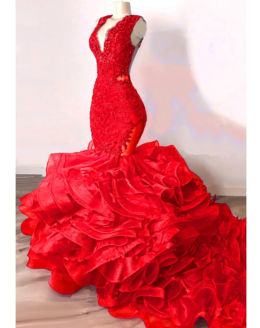 red mermaid wedding dress Bright off the shoulder sleeveless satin with chiffon bow back Ignite your prom night in Morgana red mermaid gown featuring a halter neckline Mermaid Red Satin Dress Lace