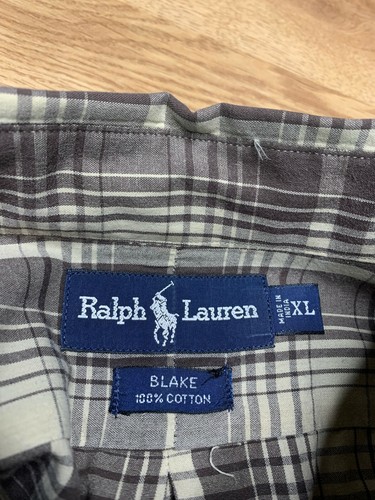Ralph Lauren Button Up XL Size Mens Long Sleeve Shirt Check Black White - Picture 5 of 8