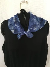 Easter Mother's Day Women's Square Scarf Sheer Blue Floral 20" Square B8