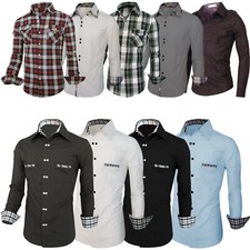 Men's Stylish Casual Luxury Dress Shirt Slim Fit T-Shirt Long Sleeve Formal Tops