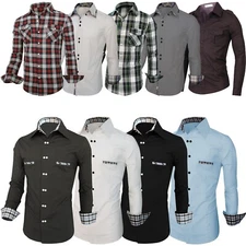 Men's Stylish Casual Luxury Dress Shirt Slim Fit T-Shirt Long Sleeve Formal Tops