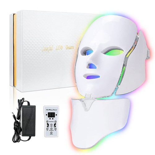 Maschera viso collo fotone luce led 7 colori ringiovanimento pelle terapia viso rughe - Foto 19 di 23