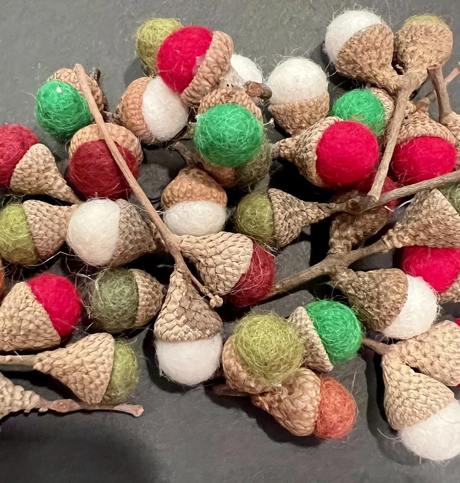 24 Pequeñas Agujas Fieltro Lana Bellota Arte Popular Navidad Foto 2 de 3