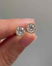 2Ct Round Lab Created Diamond Solitaire Stud Earring 14k Yellow Gold Plated