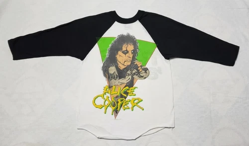 -87 Alice Cooper Concert 3/4 Jersey Shirt Medium 1980s vintage concert t-shirt, vintage, size M, single stitch, B+ condition