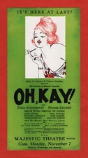 George Gershwin "OH KAY!" Julia Sanderson / Frank Crumit 1927 Rare Boston Flyer