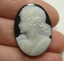 Antique Carved Hard Stone Loose Cameo, 1 3/16"  Fine Left Facing Carving, 7gr