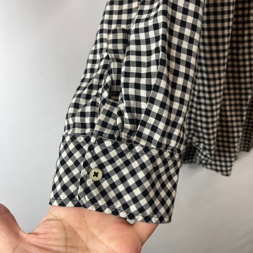 Talbots Womens Button Up Tunic Top Size X Black White Plaid Check Long Sleeve - Picture 7 of 9