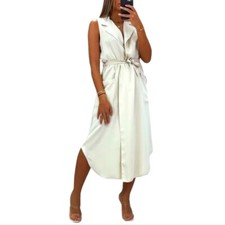 Bardot collared midi dress w" pockets lemon pastel yellow Sze 10 wrap sleeveless