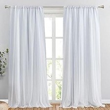 White Window Curtains Sheer Blackout Curtains with White Voile Drapery Overlay