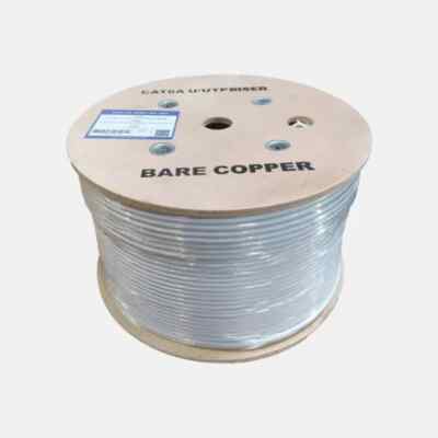 TS Cables Cat6a Riser Bare Copper 23 AWG Solid Bare Copper 750 Mhz Cable White